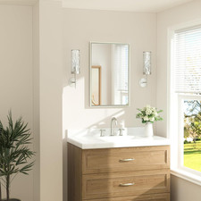 Brushed Nickel Bathroom Mirror 20" X 30" Rectangle Beveled Frame Bathroom Vanity