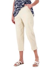 NWOT DENIM CO Women L Original Waist Stretch Side Pocket Beige Crop Pant A601800