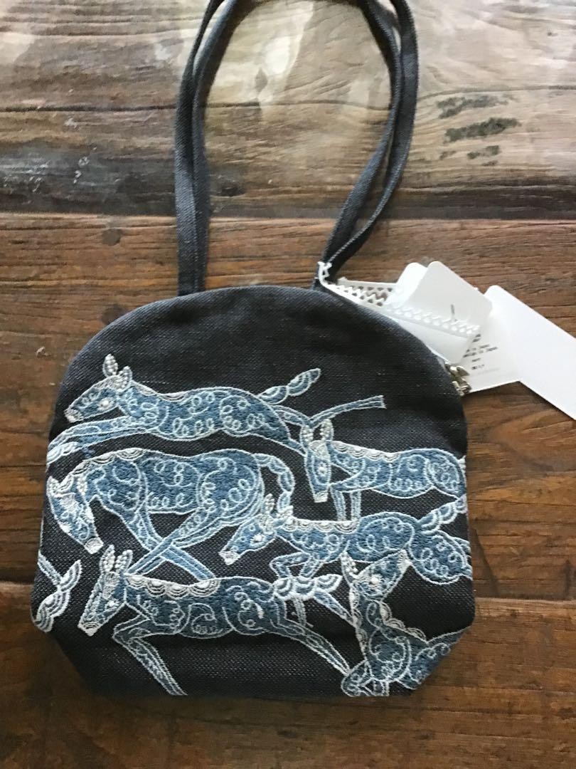 ミナペルホネン papurikko muffin bag mina perhonen Muffin Bag Papurikko Hand Bag minä perhonen Navy NWT