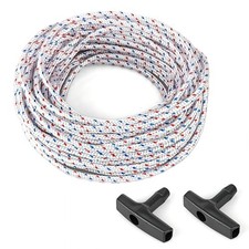 Pull Start Recoil Starter 50 Ft Rope w/ 2 Universal Handles for Chainsaws Mower