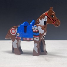 ✅ Lego - Western / Indianer - 4493c01px2 4491b Pferd braun mit Sattel blau
