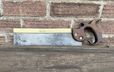 Vintage 12  J Beardshaw & Sons Brass Back Tenon Wood Saw 10TPI Old Tool