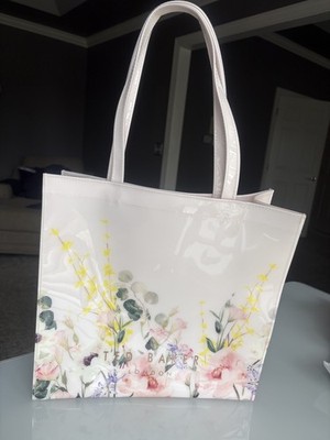 New Ted Baker Londo  The Icon  Off-White Floral Botanical Print Tote Bag