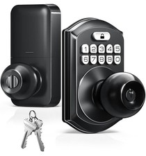 TE003 Keyless Entry Keypad Door Lock with Handle, Electronic Matte Black