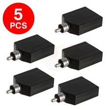 5 Pack RCA Male Plug to 2 6.35mm Mono Female Jack Audio Adapter 2-Way Splitter