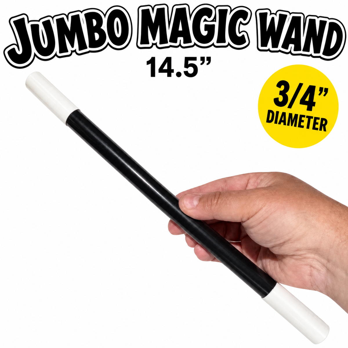 JUMBO 14” MAGICIANS MAGIC WAND Trick Prop Black White Tips Thick 