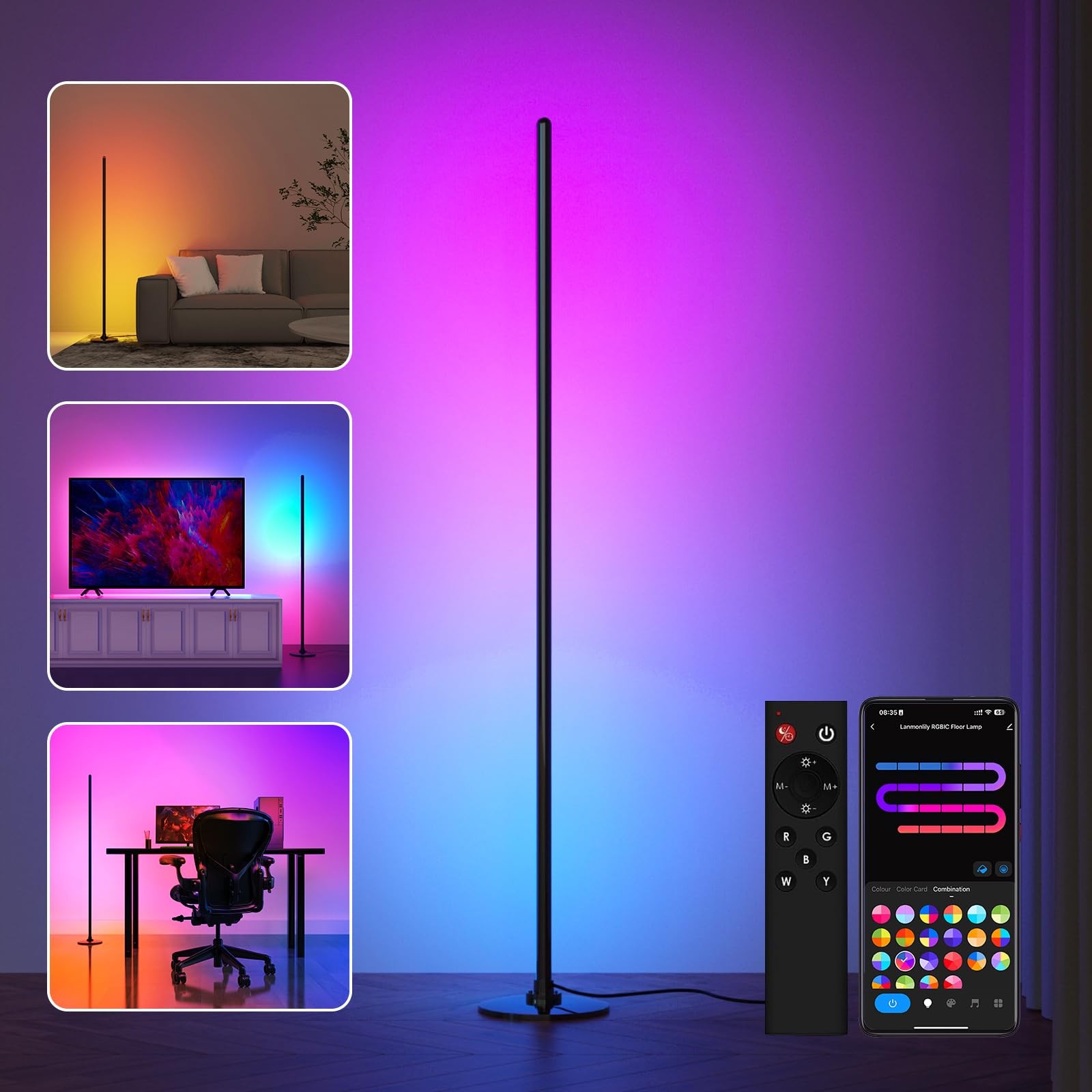 Lanmonlily Lampada da Terra LED app compatibile con Alexa e Google Assistant
