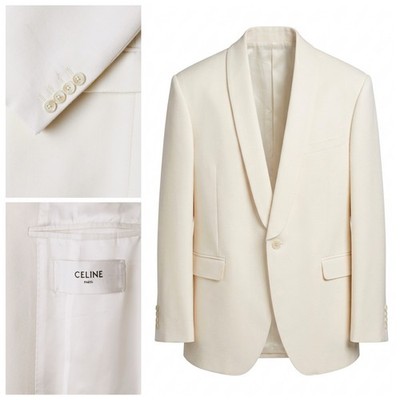 $4800 NEW Celine Paris Mens Cream White Blazer Wool Mohair 40US / 50IT