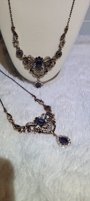 Bronze Blue Necklace Jewelry Set with Blue Stones