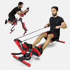 3-in-1 Foldable Rowing & Ab Machine Multi-Mode Home Fitness Trainer 100KG