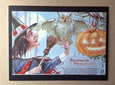*HALLOWEEN* Vintage Reproduced Image Postcard: Witch, Owl, J-O-L, Halloween Poem