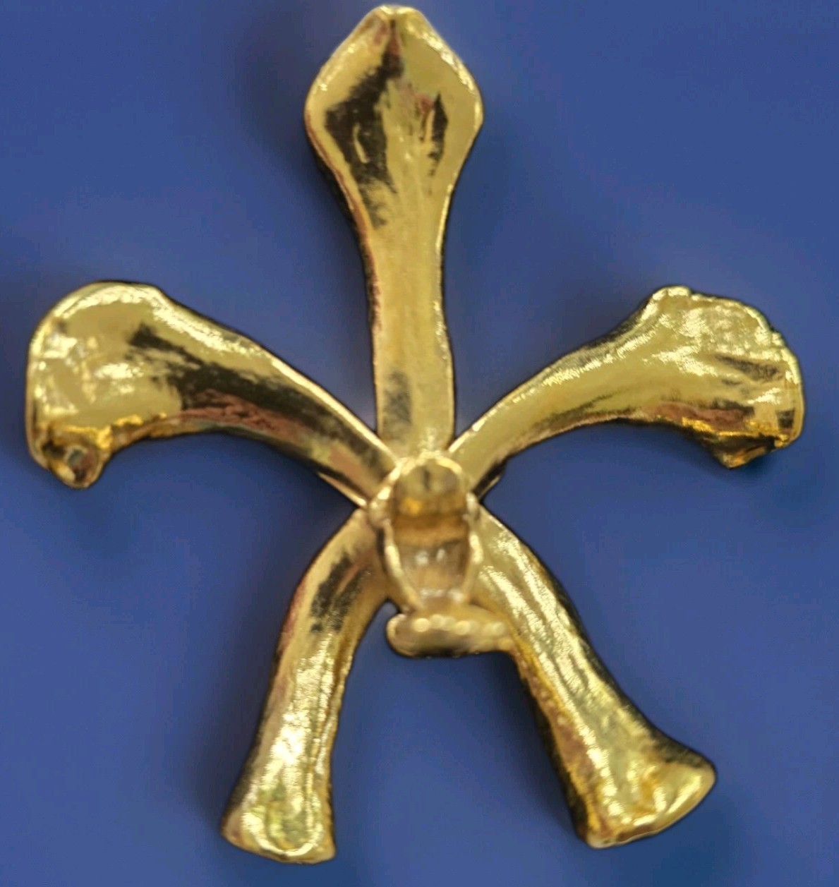 Vintage Risis  22 K Gold Dipped Orchid Brooch Sig… - image 2