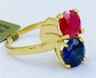 GENUINE 1.86 Cts RUBY  & TANZANITE RING 10k SOLID YELLOW GOLD - Free Appraisal — photo 3