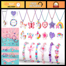 18 PCS Kids Jewelry Set - Bracelets, Necklaces, Rings, Unicorn  Butterfly, Colo