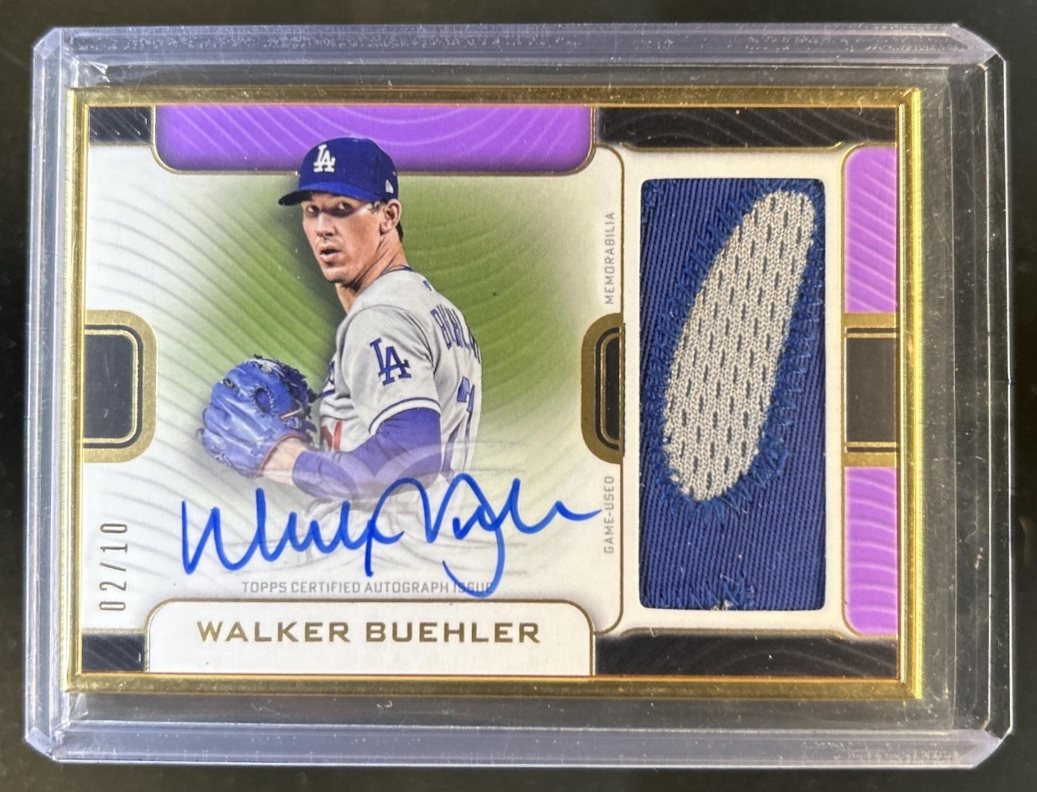 2023 Topps Definitive Walker Buehler Framed Patch Auto Autograph Purple #/10