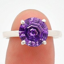 African Amethyst Fancy Cut 925 Sterling Silver Ring Size 9