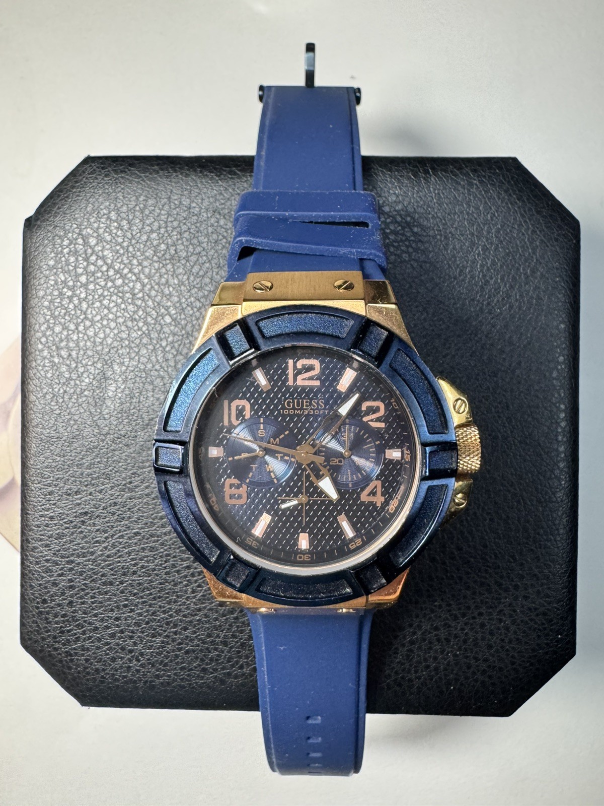 GUESS Rigor W0247G3 Men’s Watch 45mm Blue Rose Gold