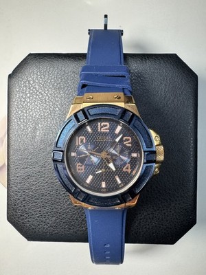 GUESS Rigor W0247G3 Men s Watch 45mm Blue Rose Gold