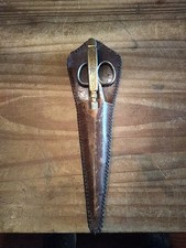 Antique D. Perez Solingen Germany Letter Opener And Scissors In Leather Case