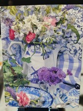 Vintage Hallmark Cards Party Invitations Delft Blue Floral Windmill Pitcher Read