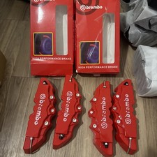 Brembo Brake Cover 9 12-inch Red White Open Box 4pc Brembo Brake Cover 9 12-inch Red White Open Box 4pc