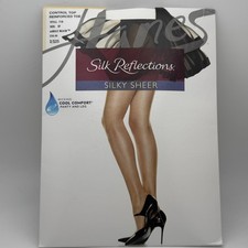 Hanes Silk Reflections EF Barely Black Silky Sheer Control Top Reinforced Toe