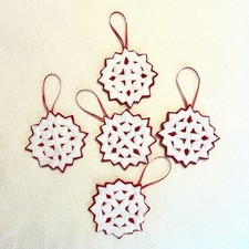 Felt Snowflake Christmas Ornaments, Cut Work, 4 3/4 In. Lot Of 5.