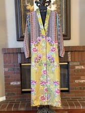 NWT Johnny Was Heron Reversible Silk Kimono Floral Print Embroidered Design SZ S