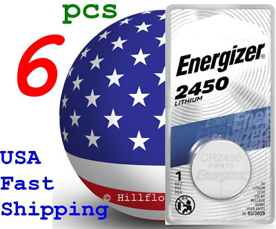 6 piece CR2450 2450 LR2450 Energizer Card 3V Lithium Coin Battery