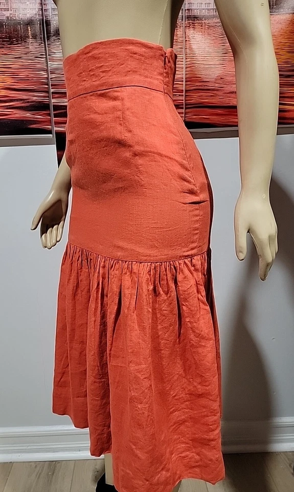 Falda de lino Jill Stuart Resort Collection 2018 para mujer XS naranja cintura alta #3 Foto 2 de 4