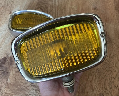 FOG LIGHT GAZ VAZ UAZ FOG LAMP YELLOW RARE METAL CHROME SET - Picture 19 of 24