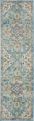 6' Blue And Ivory Dhurrie Runner Rug