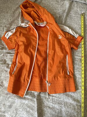 Puma Womens Track Jacket Full Zip Short Sleeve Large Burnt Orange 