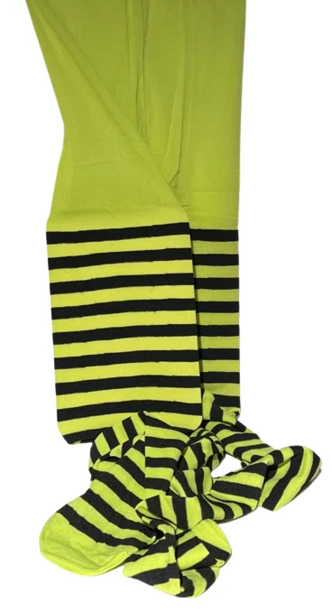 女士条纹紧身裤亮绿色和黑色条纹小丑女巫连裤袜服装 — 第 4/4 张图片