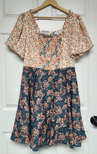Ivy City Co Flowers For All Dress Womens XL Short sleeve Midi Cottage Peasant