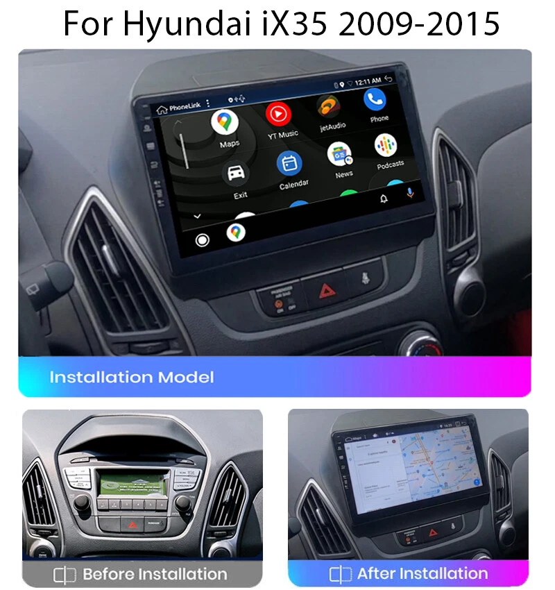 128GB Android 14 Autoradio Car Stereo Per Hyundai IX35 2009-2015 Wifi Carplay BT - Immagine 2 di 4