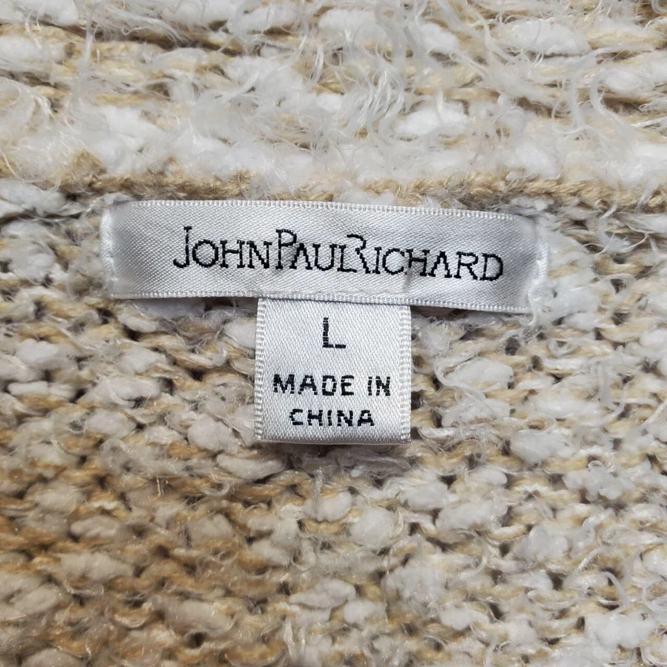 Cárdigan suéter John Paul Richard para mujer grande azul gris bolsillos a rayas suave Foto 3 de 4