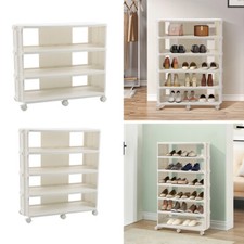 2/3/8/9 Tier Tall Narrow Shelf Storage Vertical Shoe Rack Beige Slim Shoe Tower 