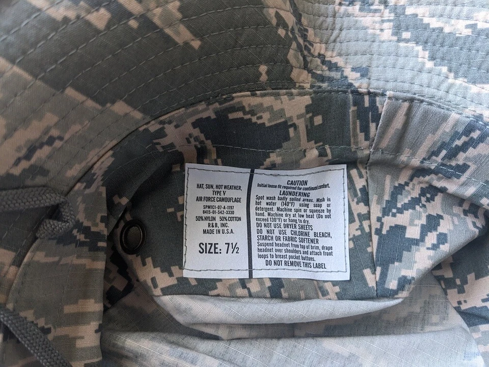 Air Force ABU Camo Boonie Cover- US Military Type V Boonie Hat- Made in USA - Image 3 of 4