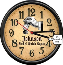 Personalized Your Name Pocket Watch Watchmaker Repair Retro Vintage Wall Clock