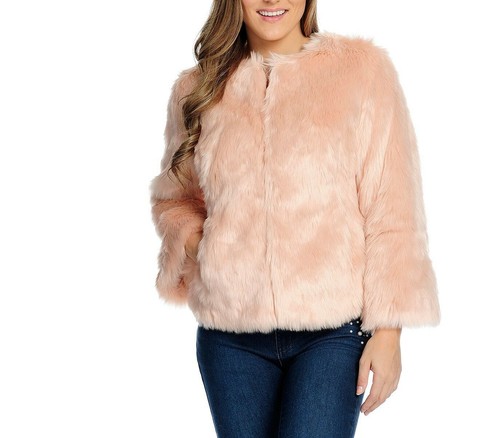 NEW mōd x Faux Fur 3/4 Bell Sleeve 4-Pocket Hook Front Jacket - Picture 2 of 9