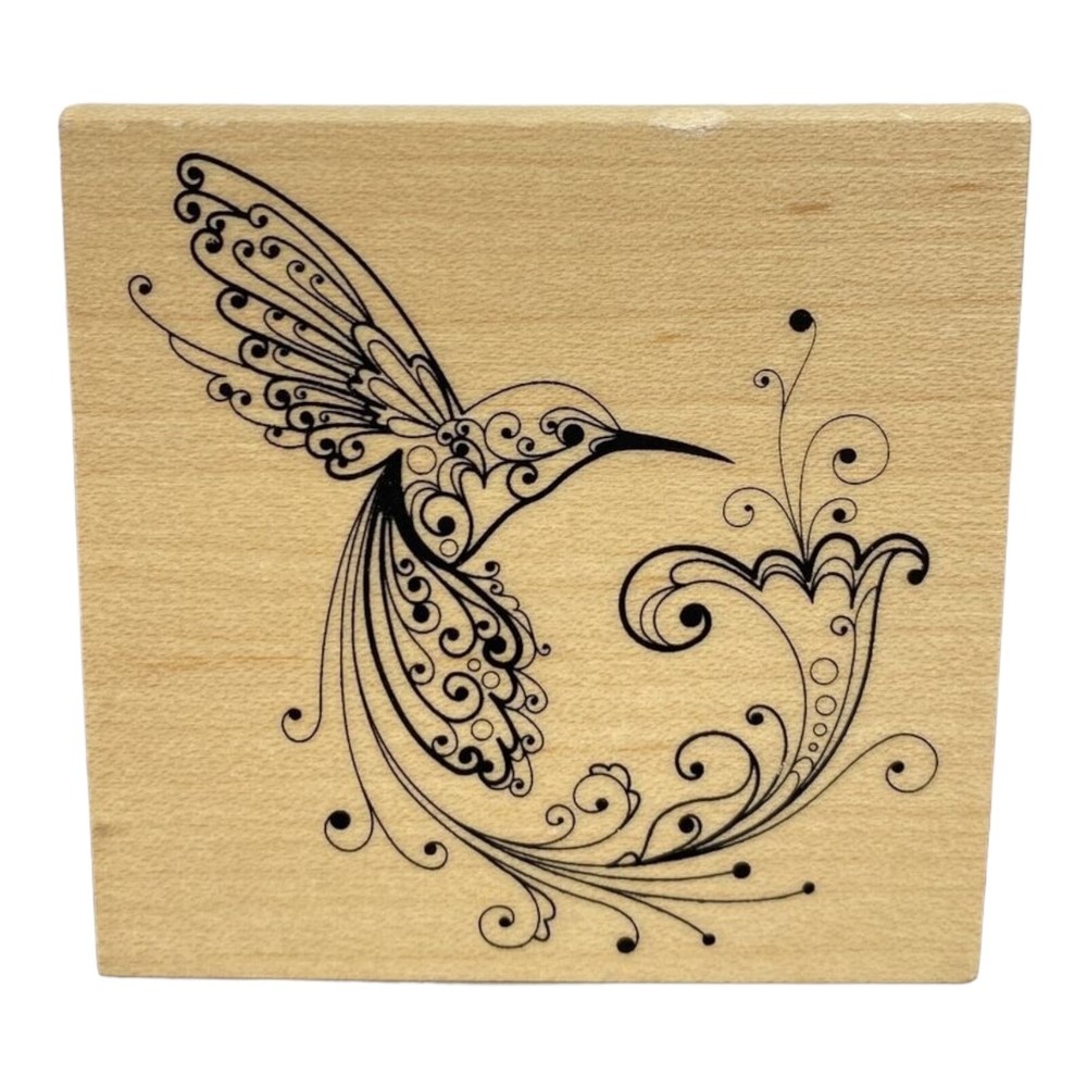 FILIGREE HUMMINGBIRD Inkadinkado Rubber Stamp 60-00052G honeysuckle flower oc4