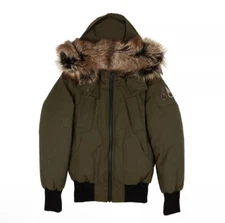 MOOSE KNUCKLES Army Green Glenbush Bomber Hooded Jacket Size M Women $895