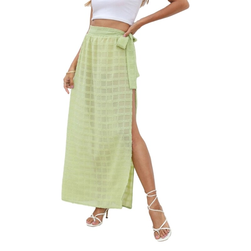 Women’s Beach Cover-Up Skirt Long Wrap Swimsuit Cover-Up with Side Tie-image