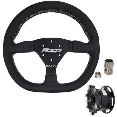 Sparco Steering Wheel and Quick Release Polaris RZR Turbo S Black Leather  NEW