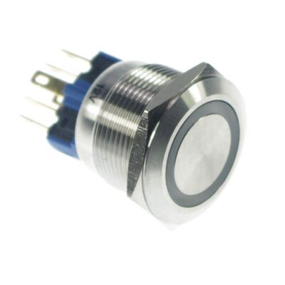 12V Red 22mm Ring LED Latching Push Button Switch indicator light /Pin Terminals