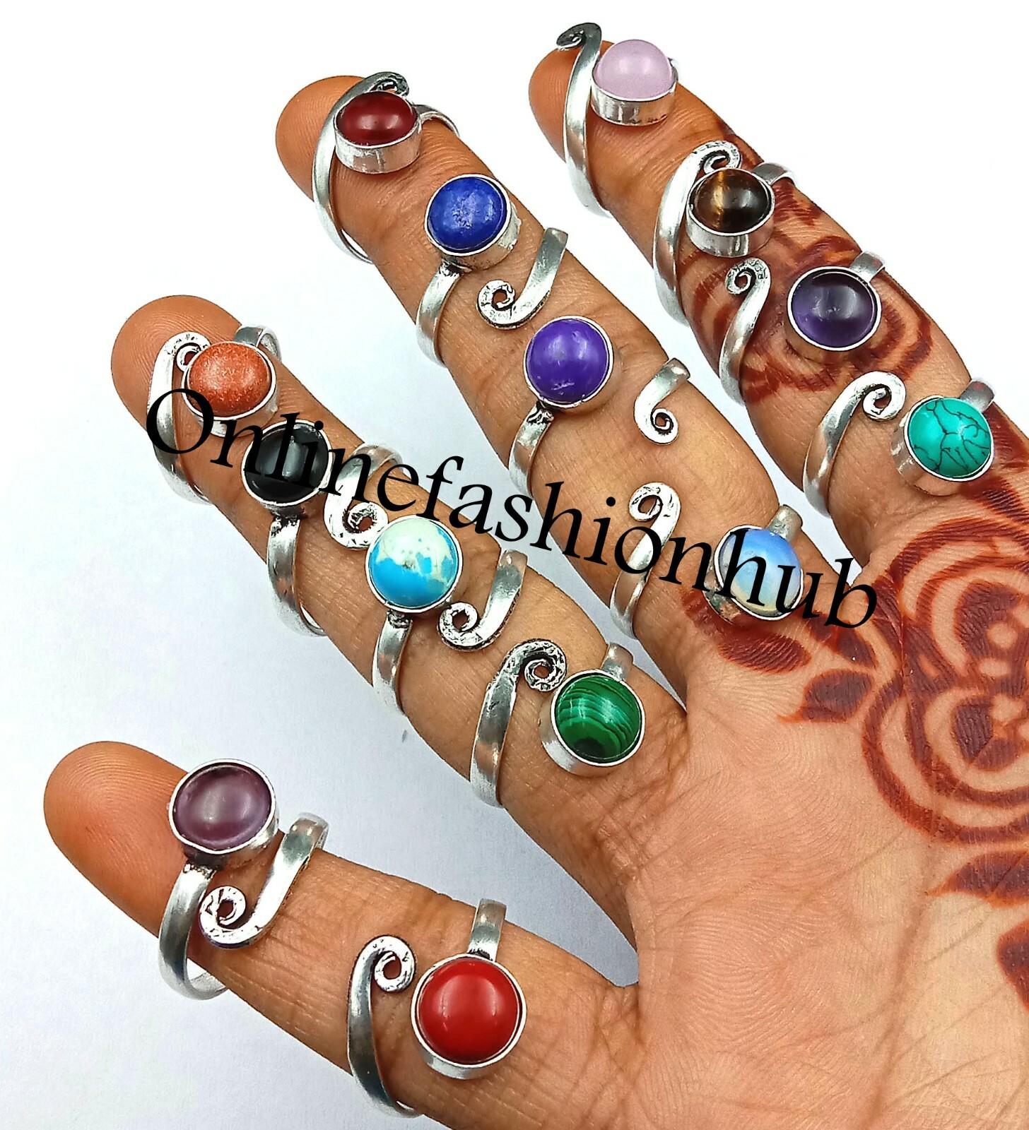 Anello boho in argento sterling 925 con ametista