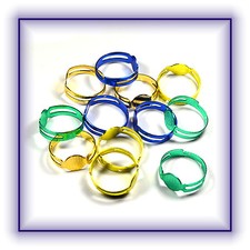 Ring Fingerring Rohling 5 Stück grün blau gelb orange verstellbar Neu