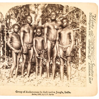 Andamanese Indigenous People Stereoview c1896 Bay of Bengal Island Group E1444
