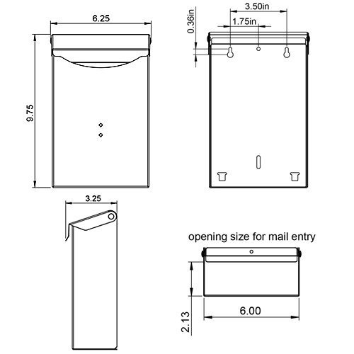 Classic Vertical Wall Mount Mailbox Galvanized Steel, Black - Picture 3 of 3